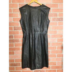 Vintage Leather Sheath Dress by Ambria Black Sleeveless Size 10 M